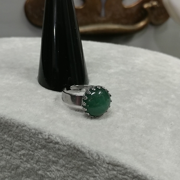 Green Aventurine Ring Natural Gemstone Adjustable Stainless-Steel Ring Crystal - Picture 15 of 16